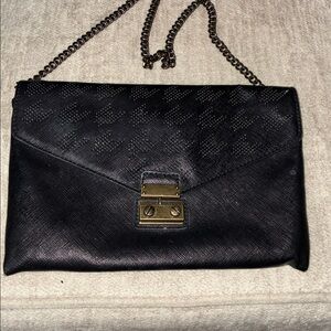 J. Crew Black Clutch with Chain Strap